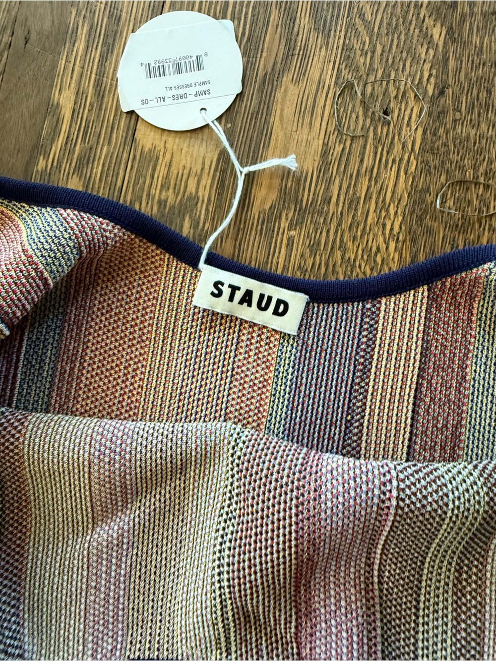 STAUD Striped Fringe Knit Dress- best fits 4 - Picture 4 of 5